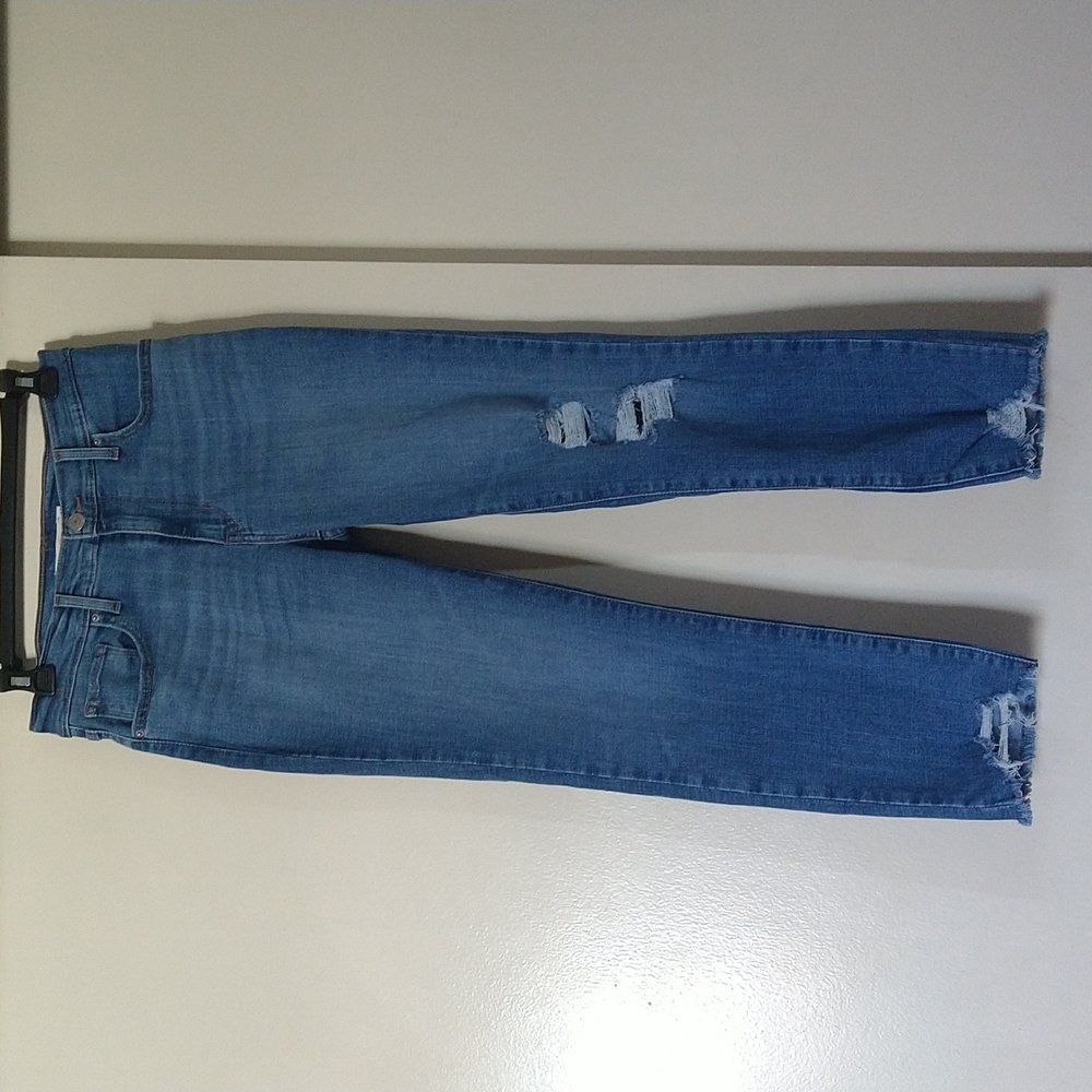 Levi's 724 High Rise Straight Leg Crop Jeans Mid Blue Wash Size 28